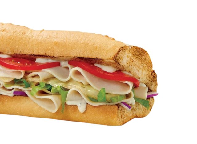 Quiznos sub on a white background