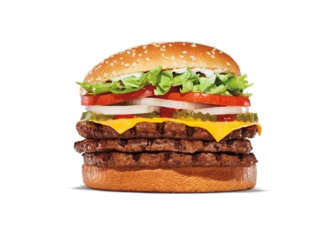 Triple Whopper with Cheese from Burger King on a white background