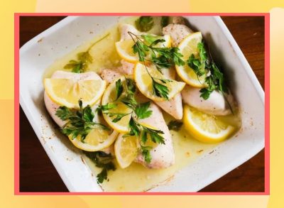 a photo of a healthy looking dinner on a plate, on a designed background