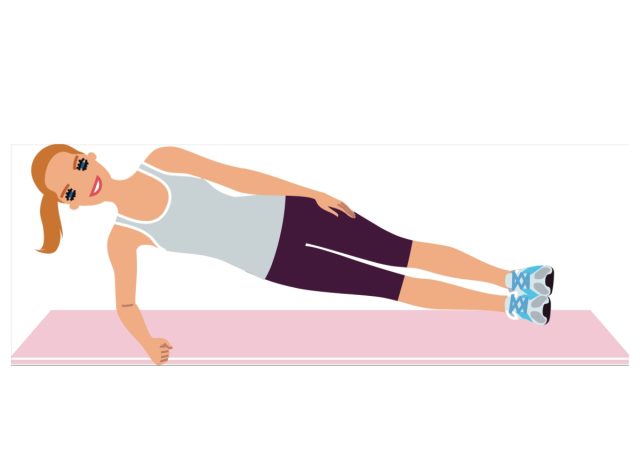 side planks, concept of exercises to lose 10 pounds in a month