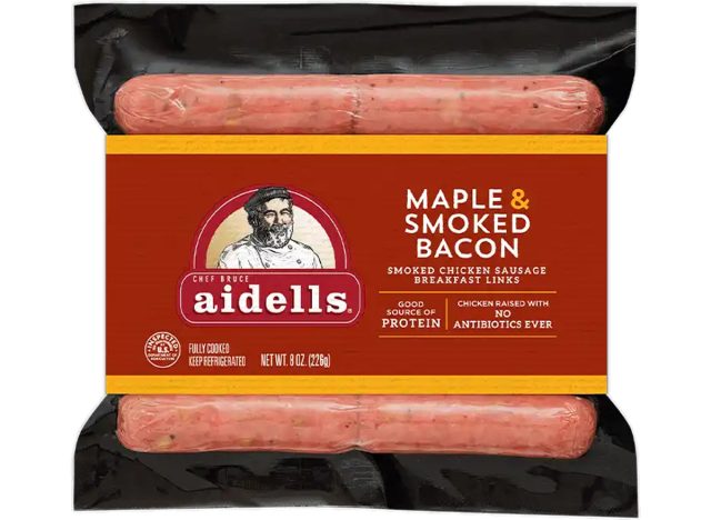 Aidells Maple & Smoked Bacon Smoked Chicken Sausage Breakfast Links