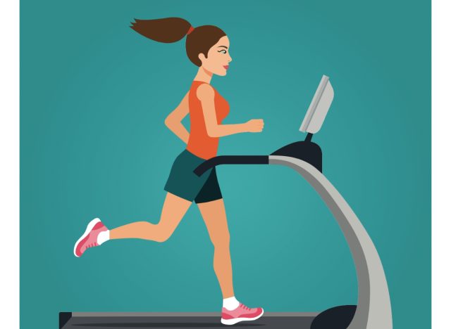 treadmill sprints, concept of workouts to burn calories and fat