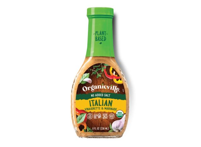 bottle of Organicville Italian Dressing on a white background