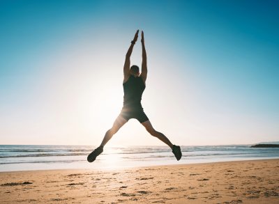 man jumping, concept of five-day belly fat-melting plan