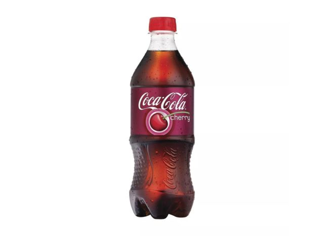 bottle of Cherry Coke on a white background