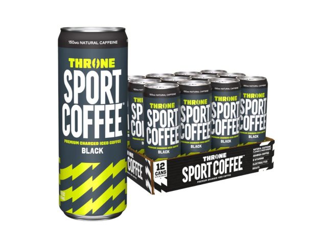 pack of Throne Sport Coffee drinks on a white background