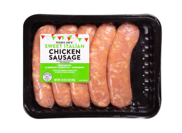 container of Trader Joe's Sweet Italian Chicken Sausage