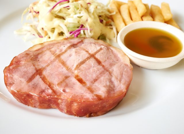 Grilled Ham Steak with honey sauce.