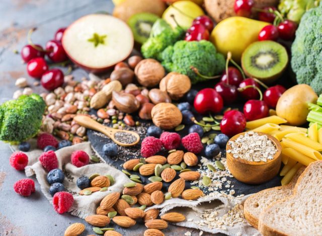 fiber-rich foods on a table