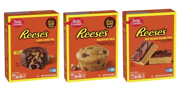 boxes of reese's lava cake mix, muffin mix, and no bake bars mix