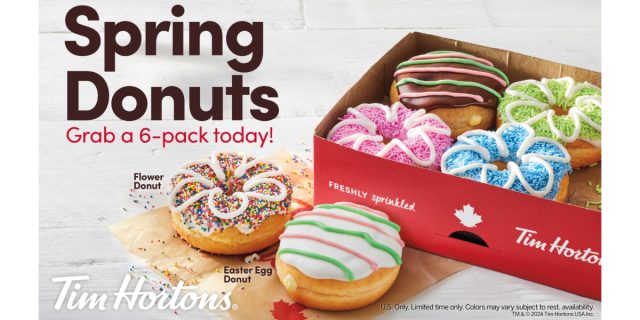 tim hortons spring donuts, including flower and easter egg donuts