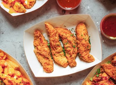 Sticky's Finger Joint chicken tenders in tray