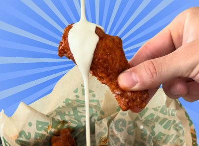 Wingstop wings dipped in ranch sauce