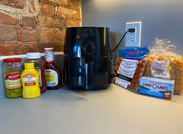 air fryer and ingredients on a counter top