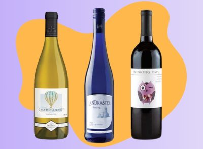 A trio of low-price wine bottles from Aldi