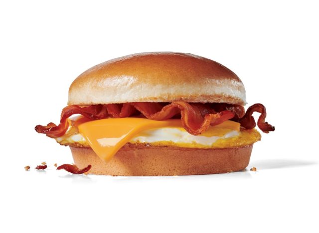 Bacon Breakfast Jack sandwich on a white background