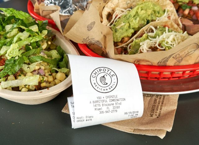 Chipotle burrito bowl and tacos