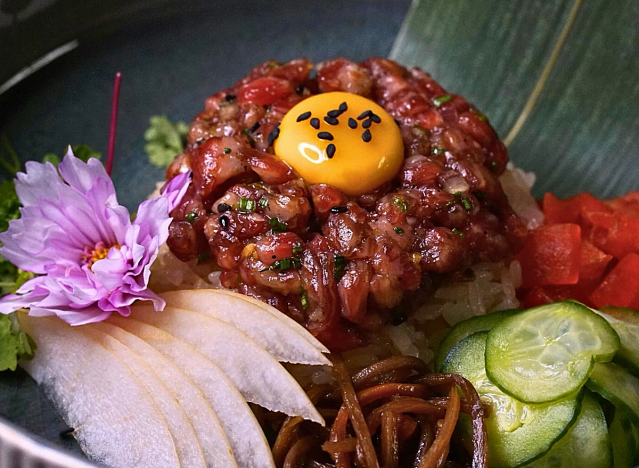 fancy looking wagyu tartare dish from niku x