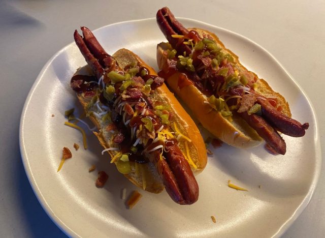 hot dogs on a plate 