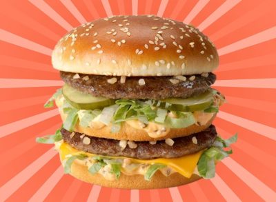 mcdonald's big mac on a designed background