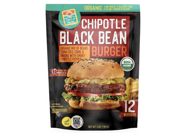 a bag of don lee farms black bean burgers