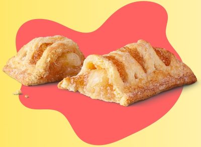 mcdonald's baled apple pie on a designed background