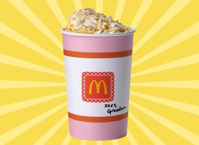 mcdonald's grandma mcflurry on a designed yellow background