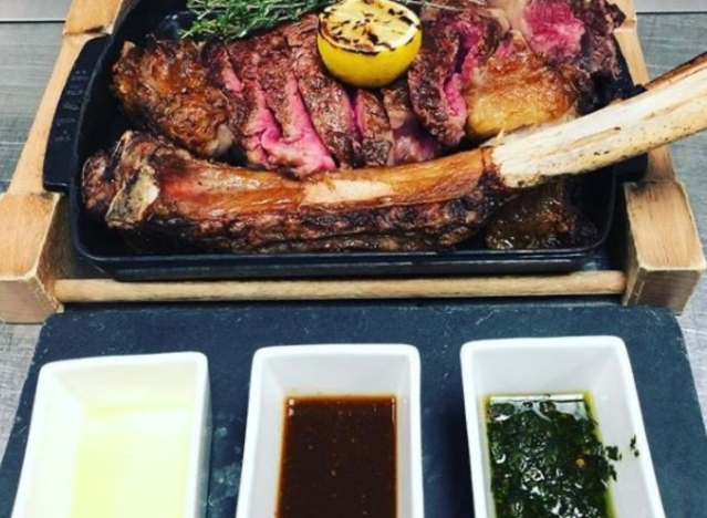 a savory looking tomahawk steak from morimoto