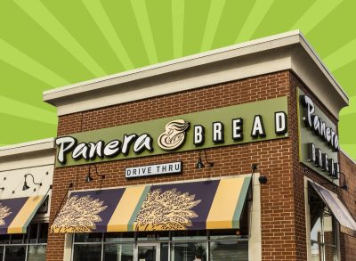 panera restaurant on a green background