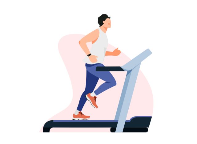 illustration of man doing treadmill sprint or run