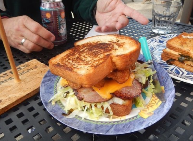 a fried bologna sandwich from turkey and the wolf