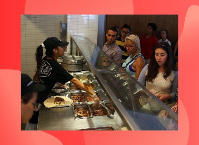 Chipotle worker serving customers