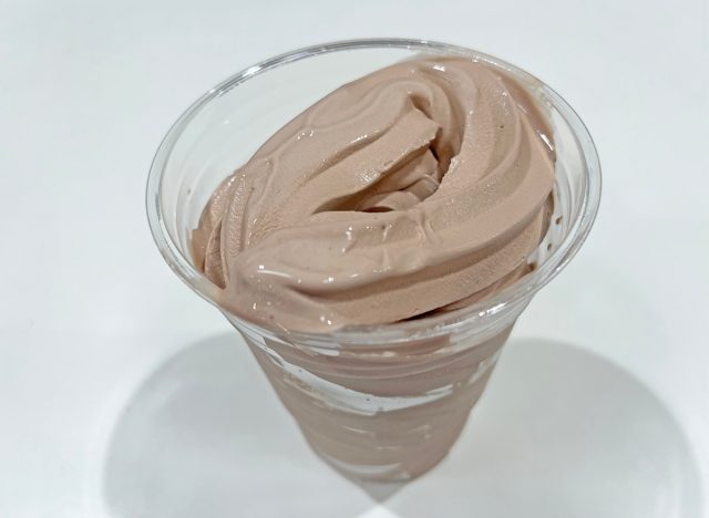 A cup of chocolate soft serve ice cream from Costco