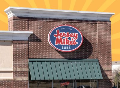 Jersey Mike's exterior with background design