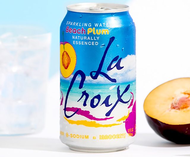 A can of beach plum-flavored LaCroix sparkling water