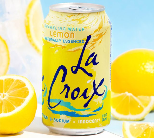 A can of lemon-flavored LaCroix sparkling water