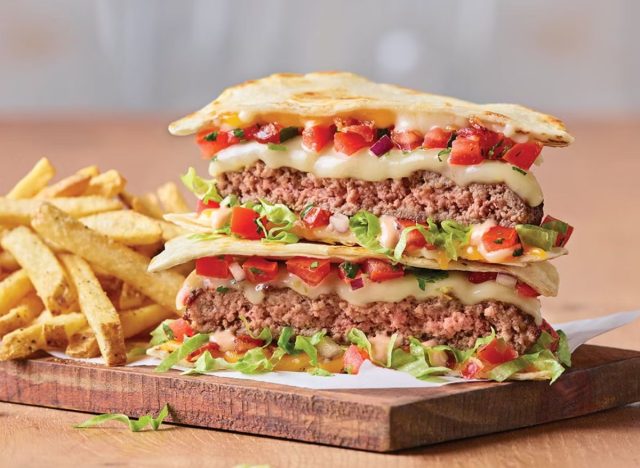Quesadilla Burger from Applebee's with fries