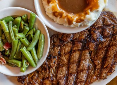 Texas Roadhouse steak and sides