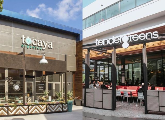 Tocaya and Tender Greens storefronts side-by-side