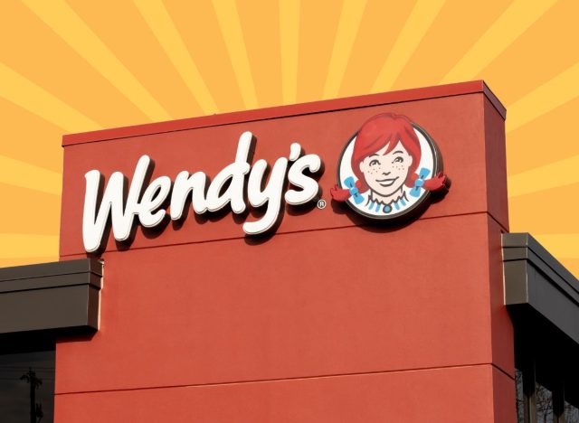 Wendy's storefront on striped orange background