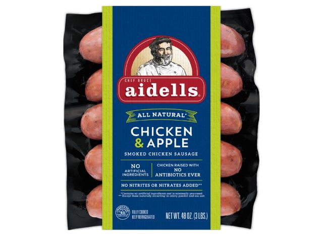 package of aidells chicken & apple smoked chicken sausage