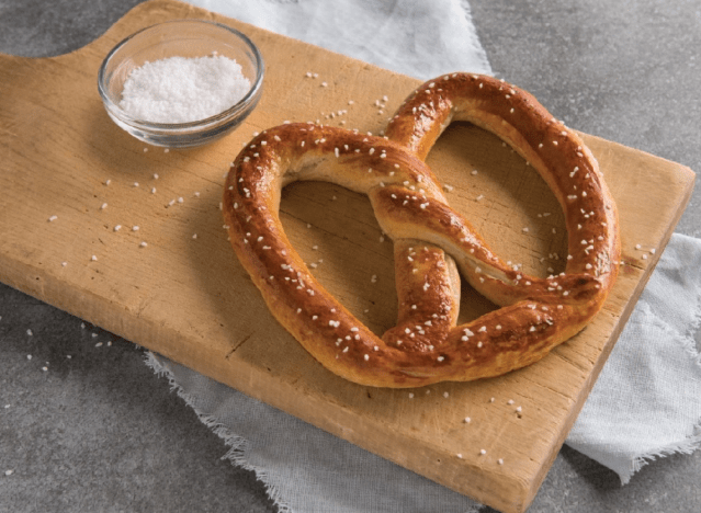 auntie anne's original pretzel on a cutting board