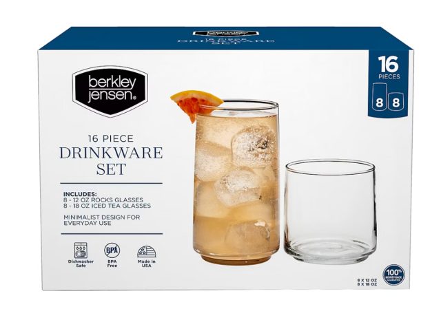 berkley jensen 16-piece drinkware set