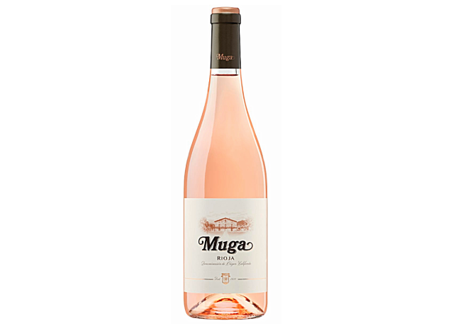 a bottle of bodegas muga rose wine
