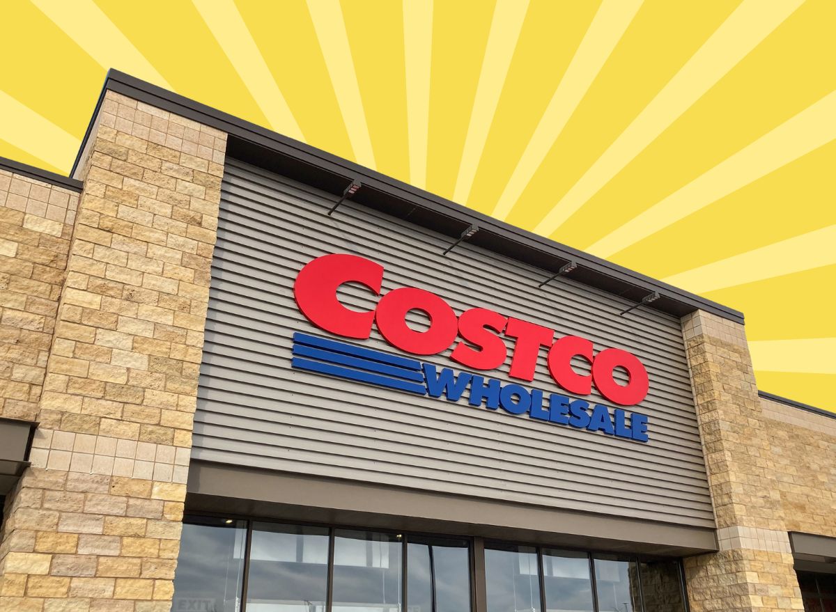 costco storefront set against a yellow designed background