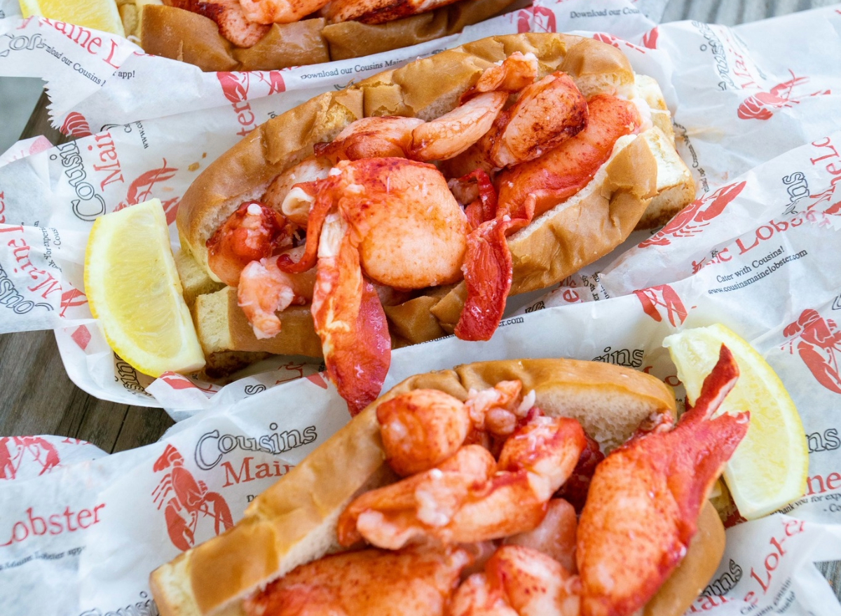 cousin's maine lobster rolls with lemon wedges