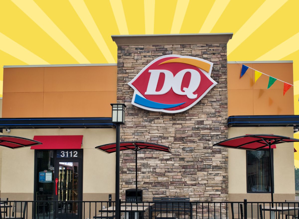 dairy queen storefront on a yellow designed background