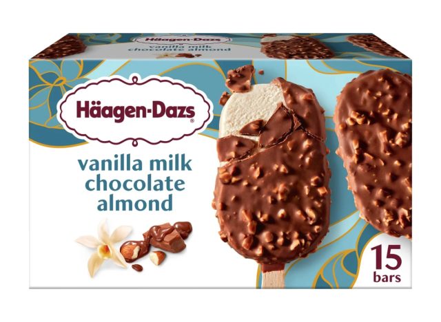 box of häagen-dazs vanilla milk chocolate almond bars