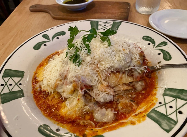dish of lasagna from nonni's in oregon