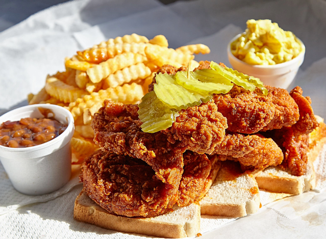 a plate of prince's hot chicken